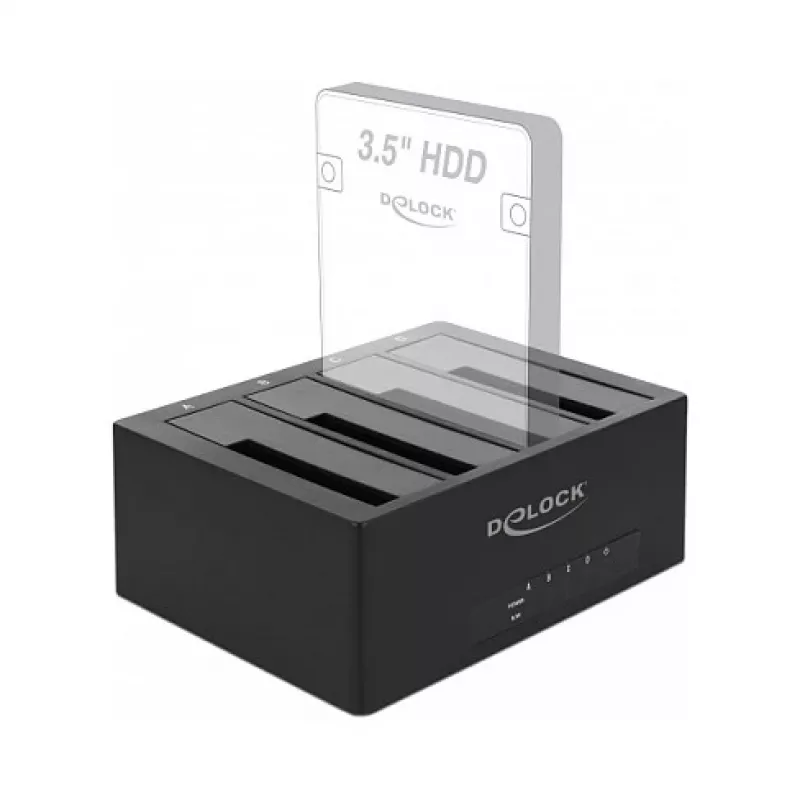 Estación de acoplamiento DeLOCK USB Type-C para 4 x SATA HDD / SSD - bahías de acoplamiento HDD: 4 - 2.5 / 3.5 compartidas (6,4 cm/8,9 cm compartidas)