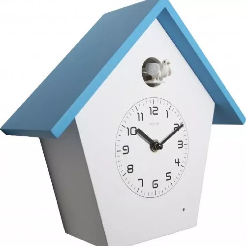 NeXtime Reloj 3108bl Birdy, 24,5x25,5x9,8 cm, pared, azul/blanco