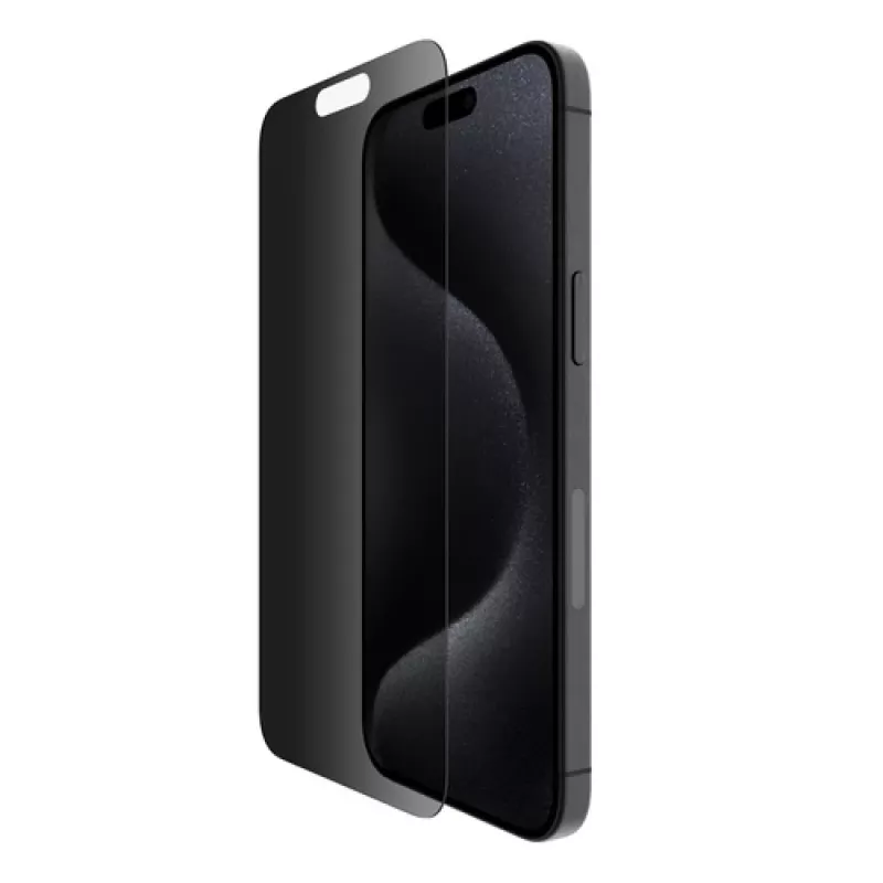 Belkin ScreenForce Pro - protector de pantalla para móvil - 2,5D - vidrio - con filtro de privacidad - vidrio - para Apple iPhone 15 Pro Max (OVA150ZZ)
