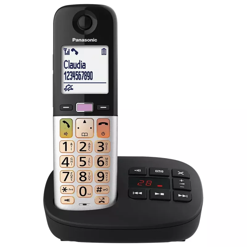 Teléfono DECT Panasonic KX-TGU430 inalámbrico, manos libres, identificación de llamadas, pantalla de 2,4