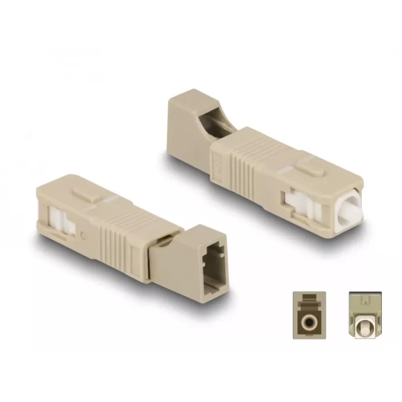 Acoplador híbrido de fibra óptica DeLOCK SC simplex conector macho a conector hembra LC simplex beige
