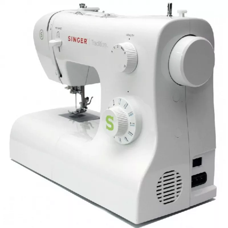 Máquina de coser SINGER Tradition 2273 — semiautomática, 23 puntadas, ojal en 4 pasos, brazo libre, blanca