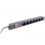 Regleta de enchufes helos 19 pulgadas 09-25175 – 7 tomas negra, cable de 2,0 m, con interruptor