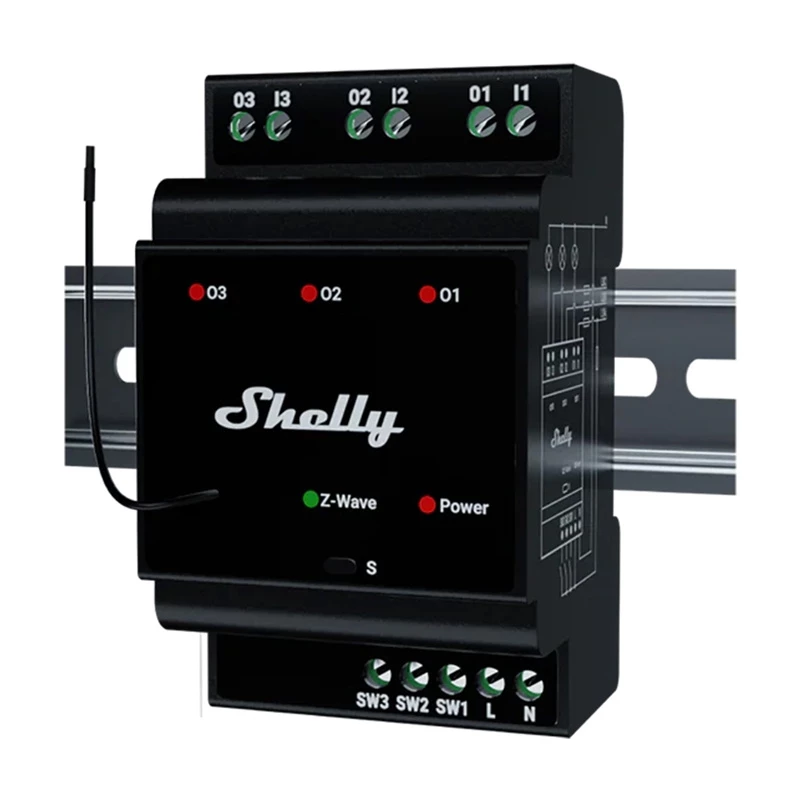 Shelly Qubino Wave Pro 3 relé Z-Wave de 3 canales para carril DIN