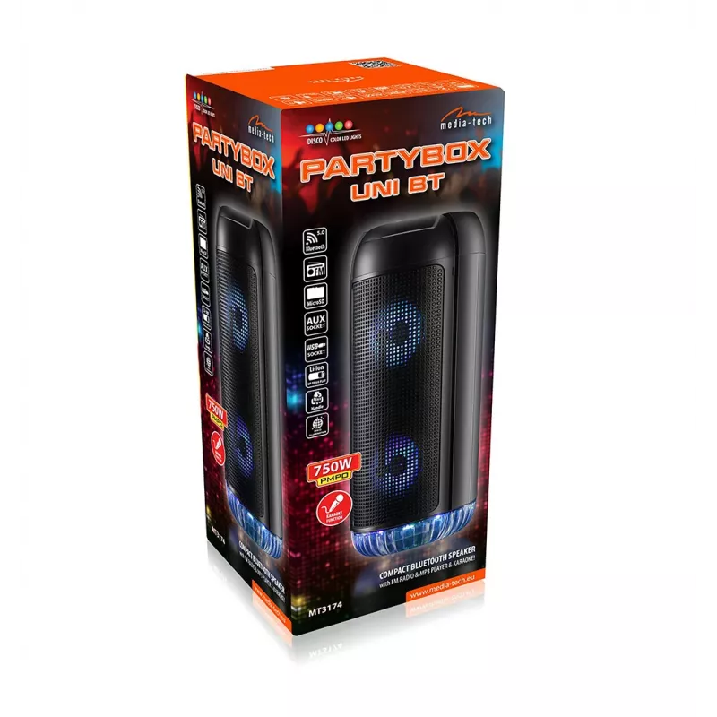 Altavoz inalámbrico PartyBox UNI con micrófono y función karaoke Bluetooth 5.0 MT3174