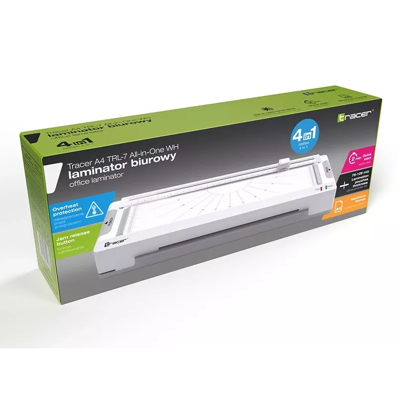 Plastificadora Tracer A4 TRL-7 todo en uno frío/caliente, blanco