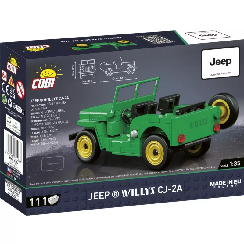 Juguete de construcción Cobi Jeep Willys CJ-2A verde modelo 24517 – set de bloques