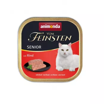 Comida húmeda para gatos animonda Vom Feinsten Senior Ternera 100 g tarrina — 10 % proteína, 4 % grasa, 82 % humedad