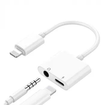 Adaptador dual para iPhone Lightning - auriculares de 3,5 mm y cargador