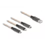 Cable USB DeLOCK 1,2 m USB 2.0 USB A USB C/Micro-USB B/Lightning transparente