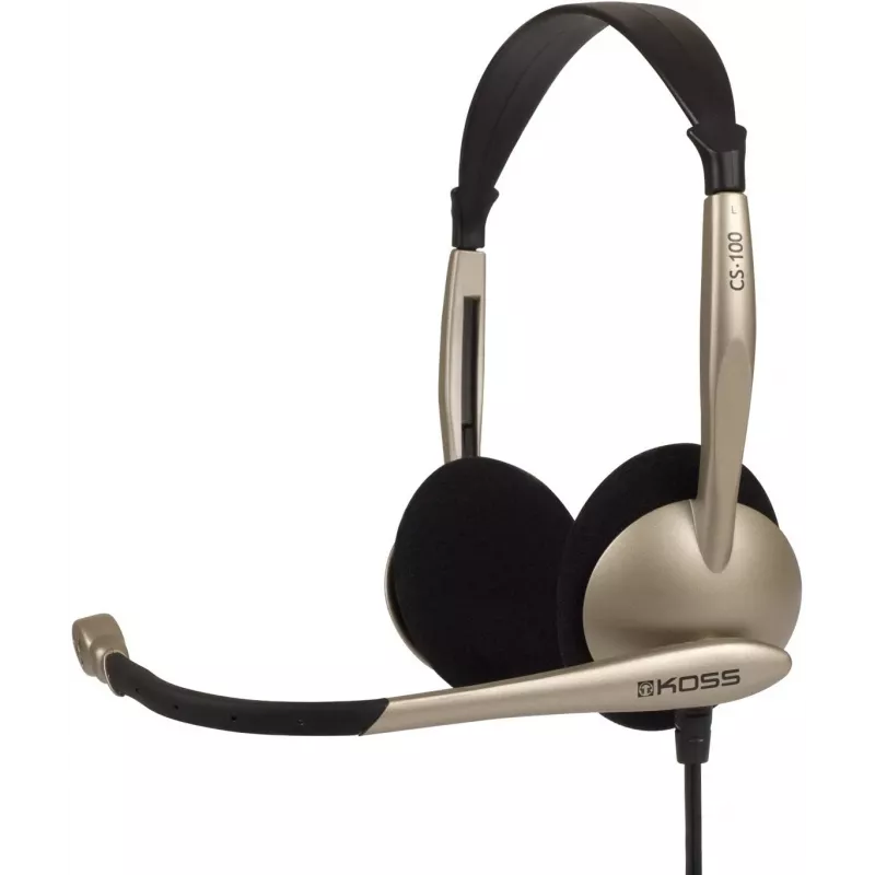 Koss CS100 auriculares de diadema con cable y micrófono, negro/dorado