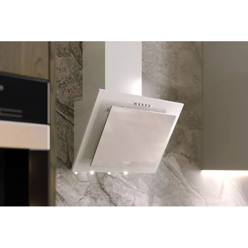 Campana extractora de cocina MAAN Vertical G 50 — blanca, carcasa de acero, mando frontal mecánico, 895×496×313 mm, motor incluido