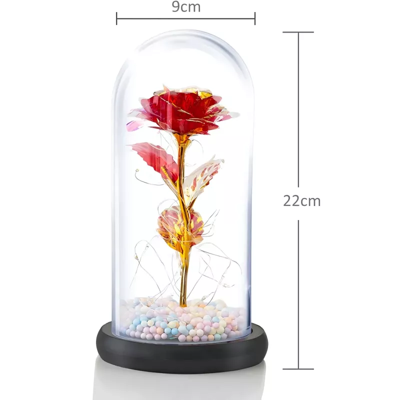 Rosa eterna en cristal Extralink Home, LED rojo luminoso