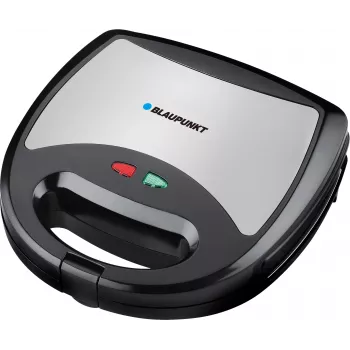 Sandwichera Blaupunkt SMS611 con recubrimiento antiadherente, función grill, función tostadora, carcasa con asa fría negra, plateada (SMS611)