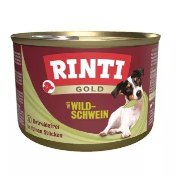 Comida húmeda para perros RINTI Gold jabalí Adult 185 g – sin cereales, alimento completo sin gluten ni soja