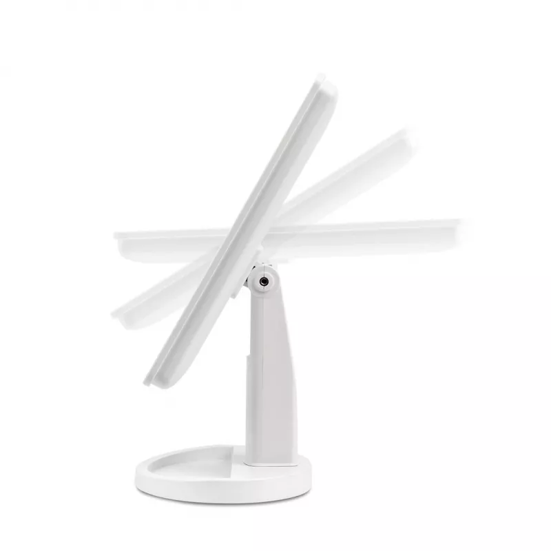 Espejo de maquillaje de pie Girmi BE04 – rectangular con aumento 1x, LED blanco, USB/4×AA, giro 180°