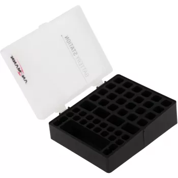 Caja de pilas Ansmann 48 para 24x AA, 16x AAA y 4x 9V, negro/transparente