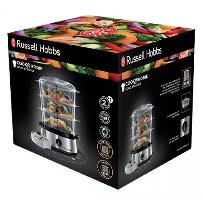 Vaporera Russell Hobbs 19270-56, 3 cestas, 9 L en total, 800 W, acero inoxidable
