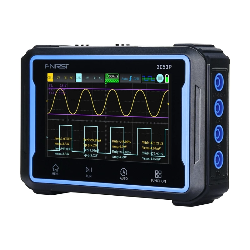 Osciloscopio portátil 3 en 1 FNIRSI 2C53P con pantalla táctil de 4,3 pulgadas