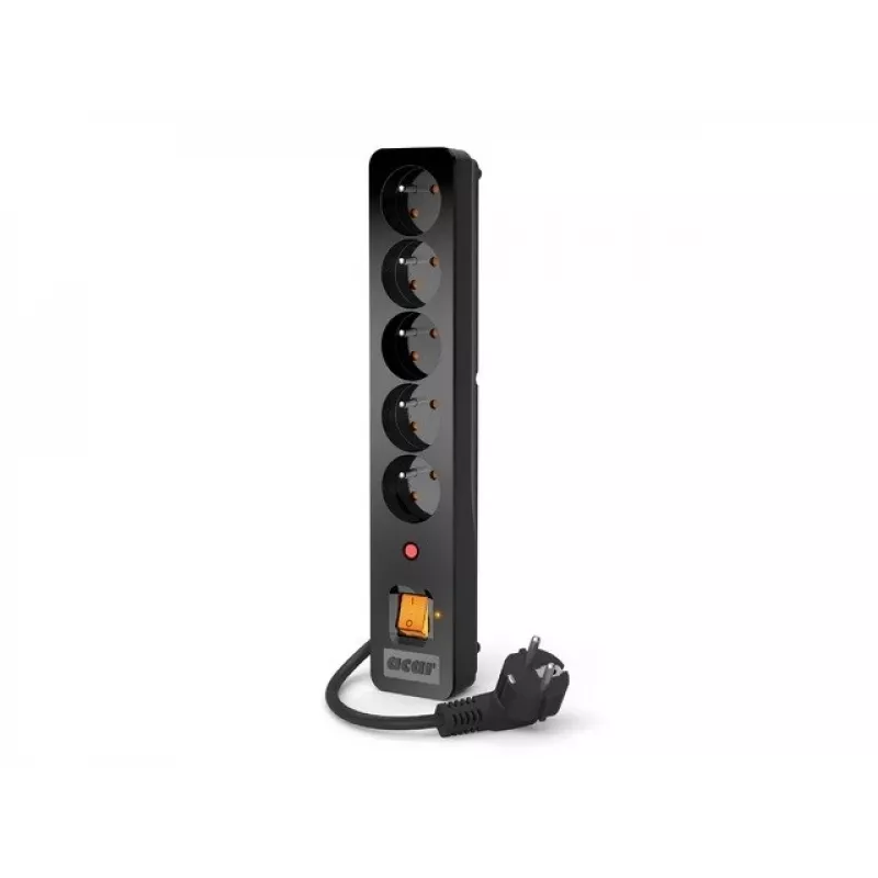 Regleta de enchufes Acar X5/1,5 5 tomas con protección contra sobretensiones 1,5 m Acar X5-Black