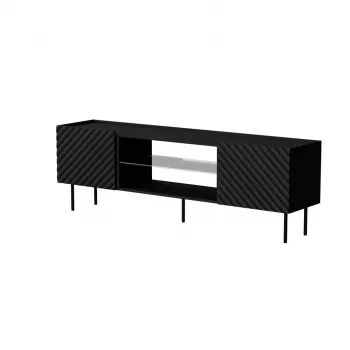 Mueble TV cama meble LUCCA 180x40x59 cm, parte superior de aglomerado negra, marco negro
