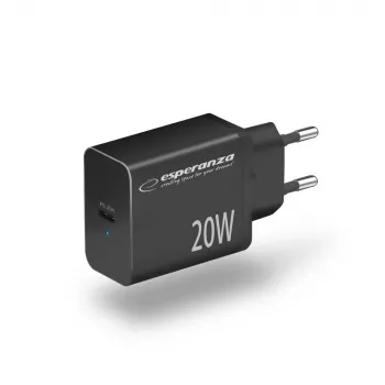 Cargador de red ESPERANZA EZC104K 20W negro, fuente de alimentación USB para dispositivos portátiles