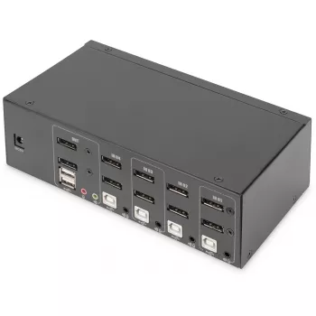 Switch KVM DIGITUS, 4 puertos, doble pantalla, 4K, DisplayPort®