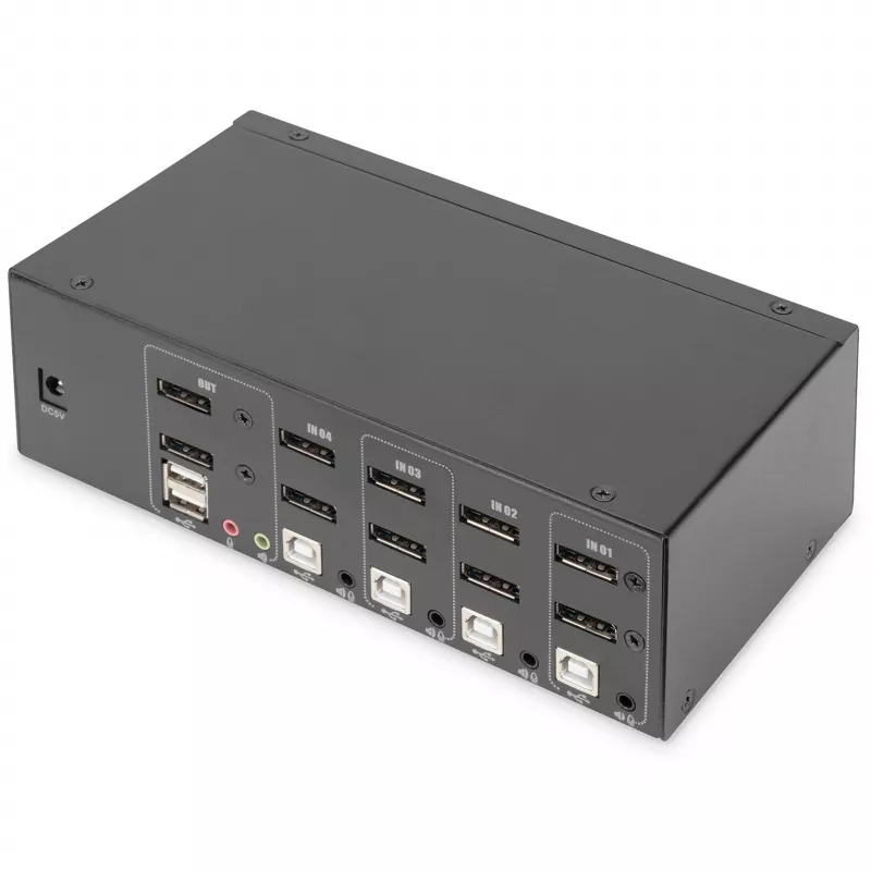 Switch KVM DIGITUS, 4 puertos, doble pantalla, 4K, DisplayPort®