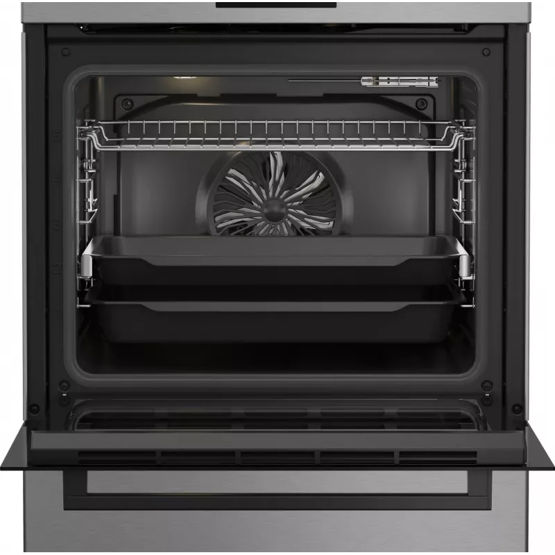 Cocina independiente de gas y eléctrica BEKO FBM62330GXTN 60 cm, placa de gas de 4 fuegos, horno eléctrico de 72 l, clase de eficiencia energética A