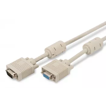 Cable alargador de monitor VGA DIGITUS AK-310203-030-E — 3 m, VGA (D-Sub) a VGA (D-Sub), 3 coaxiales + 7 hilos, beige