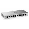 Switch gestionado L2 Gigabit Zyxel GS1200-10v3 — 8x Gigabit (10/100/1000), 20 Gbps, MAC 4000, sobremesa, gris