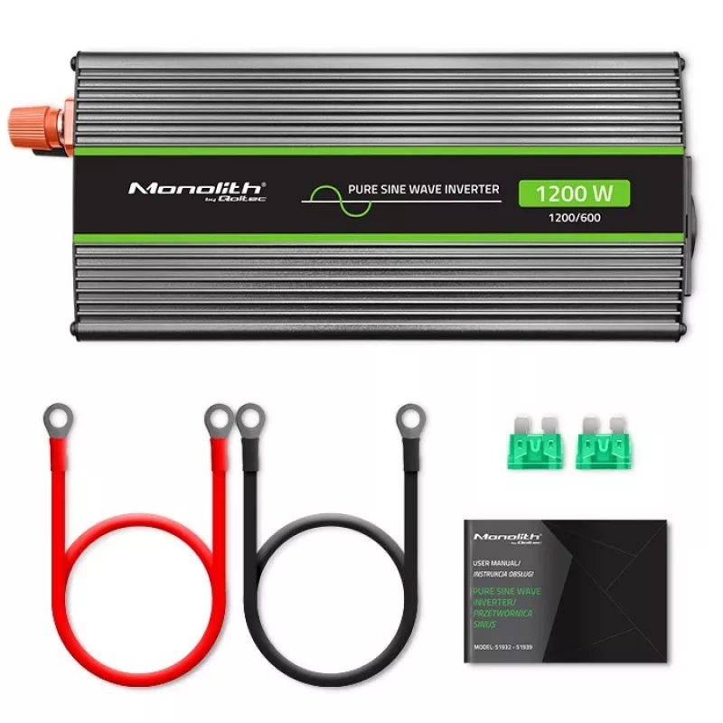Inversor para coche Qoltec Monolith 1200 W Negro 12 V