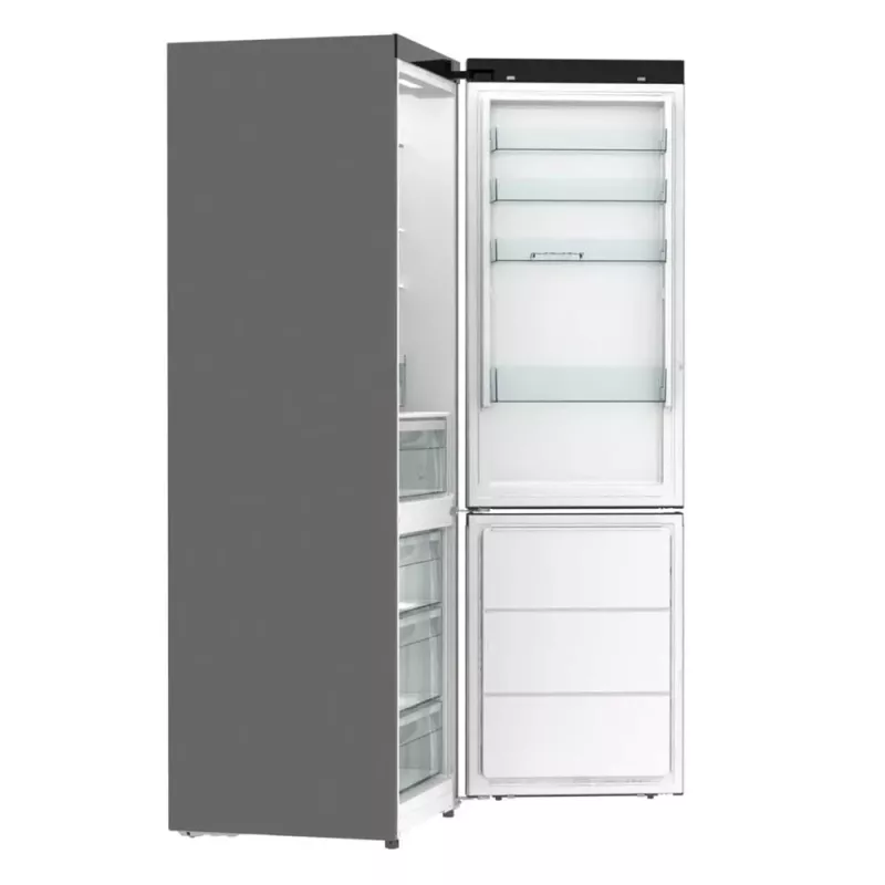 Gorenje NRB620E61X4WFE frigorífico combi, de libre instalación, NoFrost, 413 l (283 l frigorífico + 130 l congelador inferior), pantalla electrónica, iluminación LED, clase energética E, acero inoxidable
