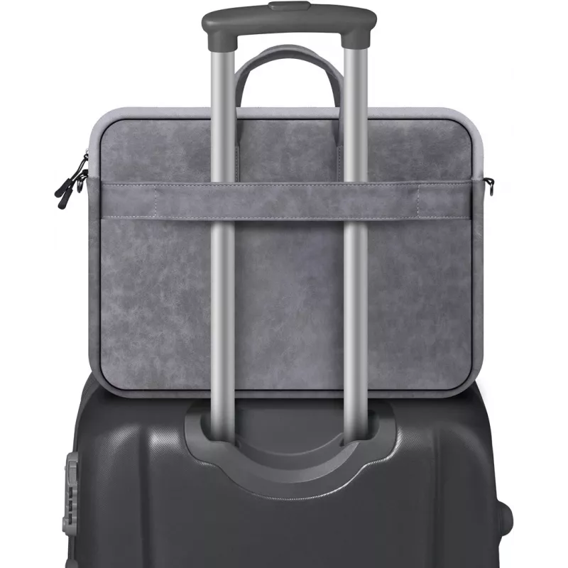 Funda toploader DEFENDER Solid para portátiles de 15,6 pulgadas, poliuretano, gris, asa de transporte, correa de hombro extraíble