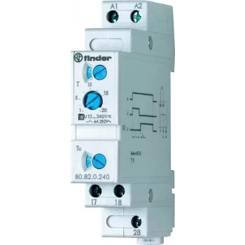 Relé de tiempo estrella-triángulo Finder (Tu = 0,05 - 1 s) 80.82.0.240.0000 12 - 240 V DC/AC 2 contactos NA 6 A 40