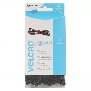 VELCRO VEL-EC60388 - Bridas con cierre de velcro - Velcro - negro - 20 cm - 12 mm - 6 uds.