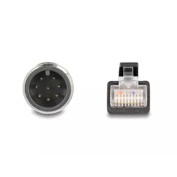 Cable de red DeLOCK M12 cable codificado A 8 pines conector macho a RJ45 conector macho Cat5e 5 m negro