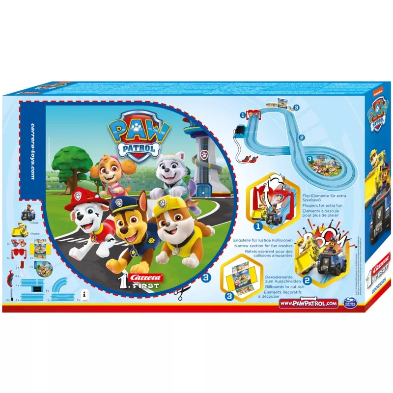 Coche de carreras y pista CARRERA 20063035 – PAW Patrol 'On the Double', multicolor, para niños a partir de 3 años