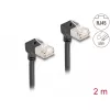 Cable de red DeLOCK RJ45 Cat.6A S/FTP fino 90° hacia abajo 2 m negro