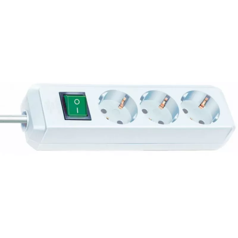 Regleta de enchufes Brennenstuhl Eco-Line con interruptor [3 tomas, blanca, 5m]