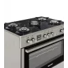 Cocina de gas y eléctrica de pie Ravanson KWGE-K90, 5 zonas de cocción, 90 cm, inox