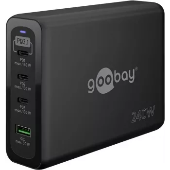 Wentronic goobay Cargador rápido multipuerto USB-C PD GaN 240W (65885)