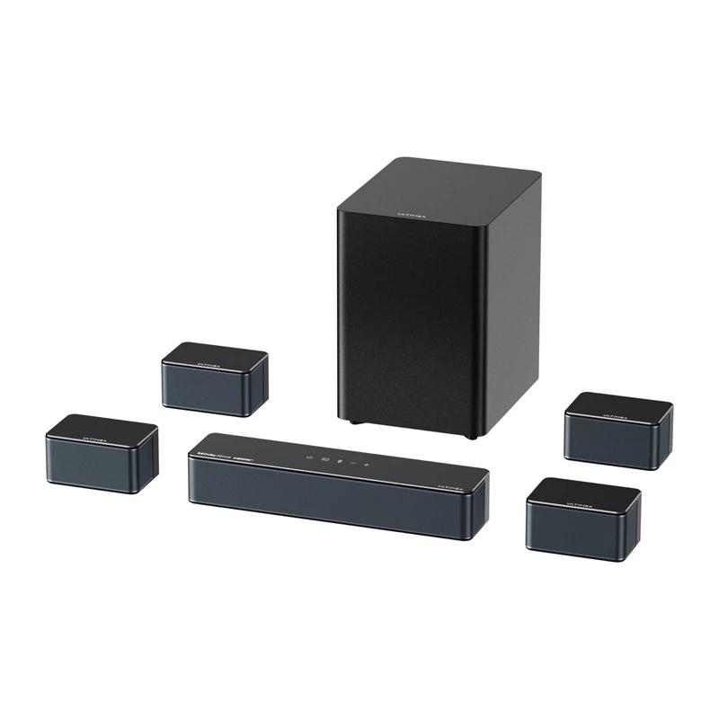 Altavoz Ultimea Poseidon D80 negro 7.1 canales, 8 altavoces, con cable e inalámbrico, subwoofer activo