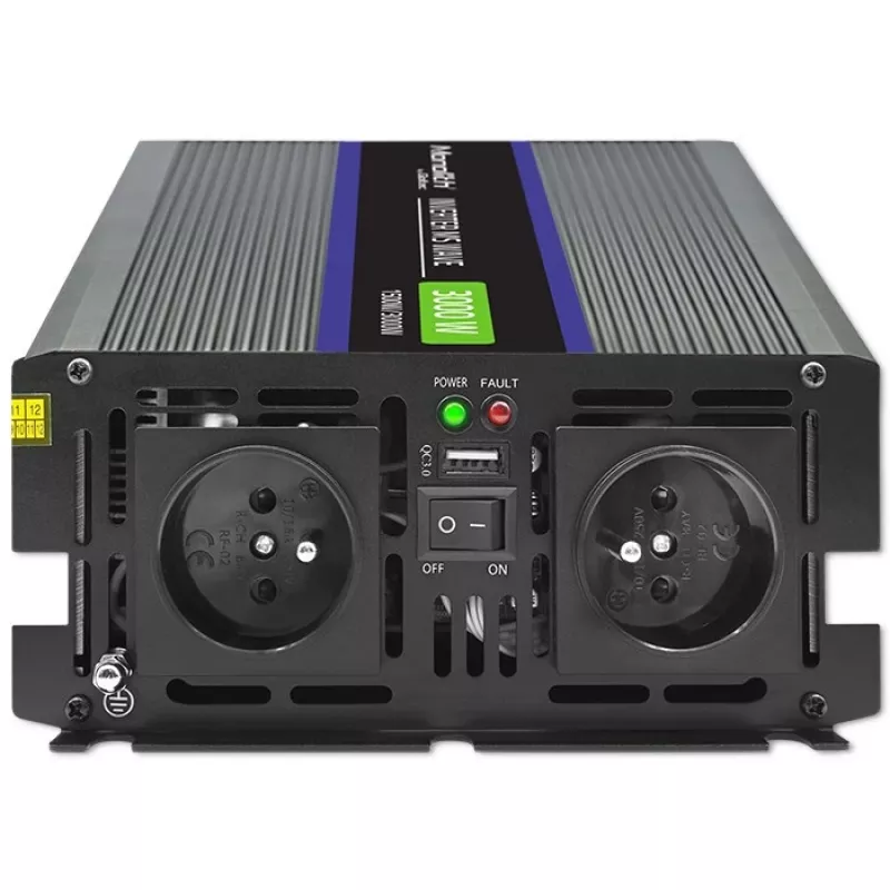 Inversor QOLTEC Monolith 3000 MS Wave, 12V→230V, 1500/3000W, con USB