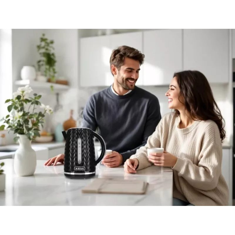 Hervidor de agua NELO, capacidad de 1,7 l, 2000 W, negro