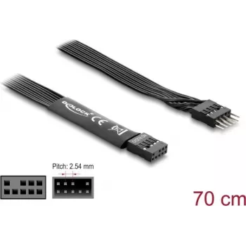Cable paralelo DELOCK 86058, 9 pines a 9 pines, longitud 0,7 m, negro