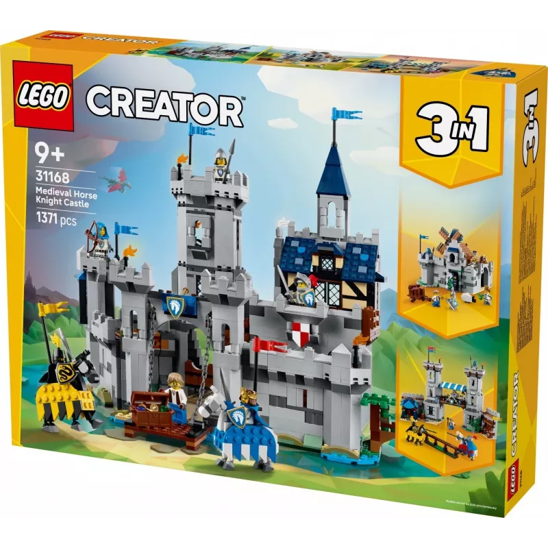 Juguete de construcción LEGO Creator 3 en 1 Castillo medieval de caballeros set 31168 — 1371 piezas, 6 minifiguras, a partir de 9 años