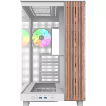 Caja de PC Thermaltake View 380 XL WS ARGB blanco nieve — Torre Midi, soporte ATX, con ventana