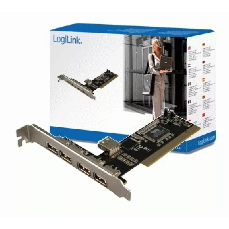 LogiLink PC0028 Tarjeta PCI USB 2.0, 4 puertos externos + 1 interno