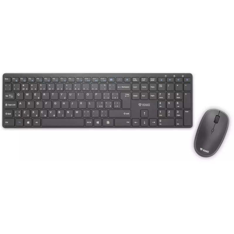 Set de teclado y ratón inalámbrico YENKEE YKB 2008CS — 2,4 GHz USB, diseño compacto